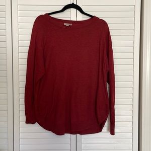 Rust colored long sleeve Loft sweater. It’s a Med but fits more like a Lg